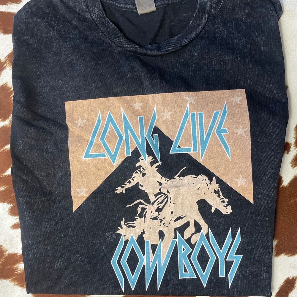 Long Live Cowboys - Regular Tee - Gray AcidWash